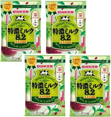 UHA, Hard Candy, Tokunou Milk 8.2, Matcha Hondoubin, Azuki &amp; Matcha, 70g x 4 bags as 1 set