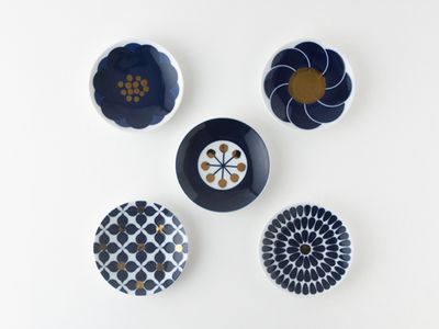 Kihara, Aritayaki, Mamezara, Tiny Plate, Botanical, 5 pcs set