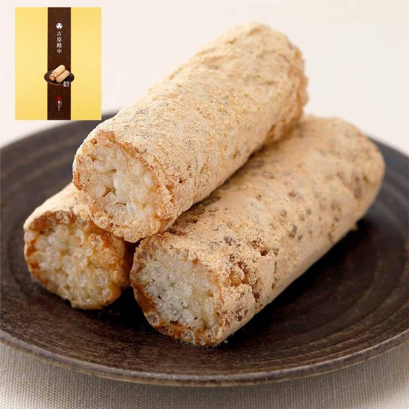 Kamejirushi Yoshiwara Denchu – Traditional Kinako-Coated Rice Snack from Mito, Ibaraki (10 or 16 Pieces)