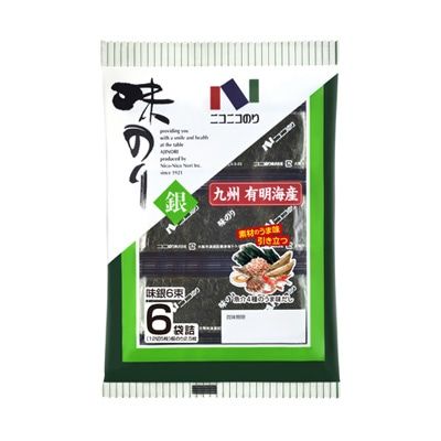 Nikonikonori, Ajigin, 6 packs in 1 bag, Seasoned Seaweed