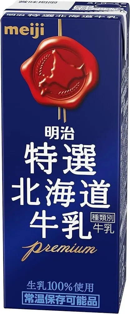 Meiij, Tokusen Hokkaido Milk Premium, 200ml , Liquid, Long-life, Japan