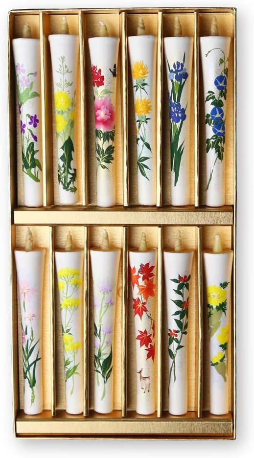 Daiyo, Japanese Candle, Handmade Traditional Crafts, 4 Seasons 12 pcs in 1 box, A