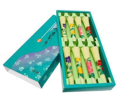 Nanao Japanese Candle, &quot;Shikiakari&quot;, 10 pcs, Flower Painting