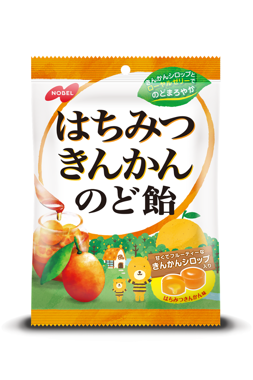 Nobel, Hachimitsu Kinkan Nodoame, Honey and Kinkan Citrus Hard Candy, 110g