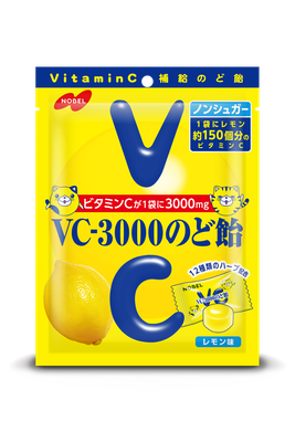 Nobel, VC-3000 Nodoame, Lemon Flavor Hard Candy, 90g
