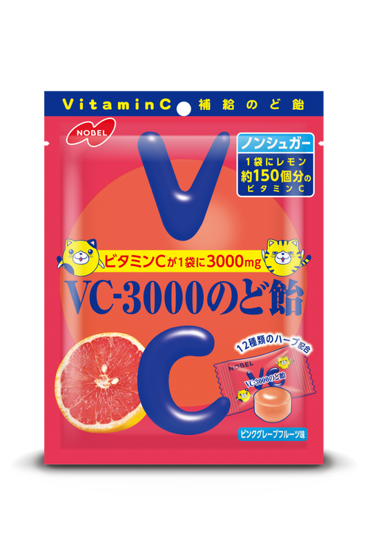 Nobel, VC-3000 Nodoame, Pink Grapefruits Flavor Hard Candy, 90g