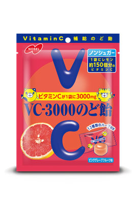 Nobel, VC-3000 Nodoame, Pink Grapefruits Flavor Hard Candy, 90g