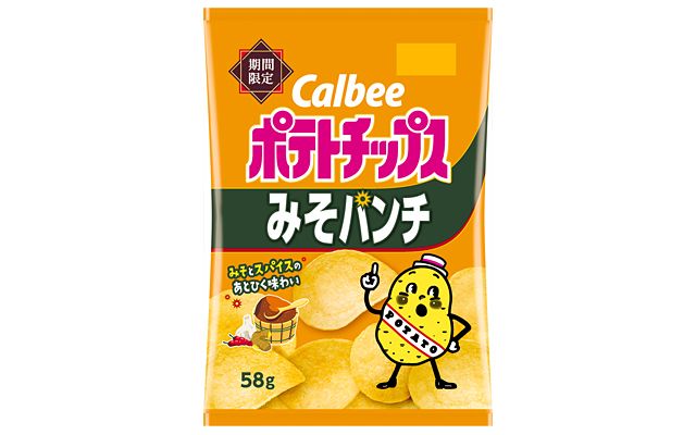 Calbee &quot;Potato Chips, Miso Punch  Flavor&quot;, 58g by August 2025