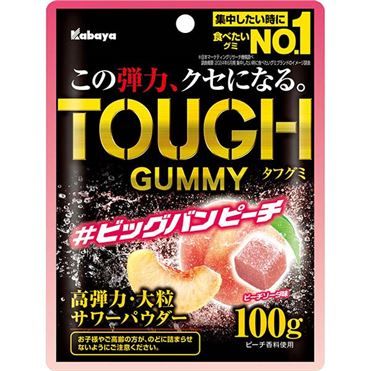 Kabaya, &quot;Tough Gummy&quot;, Big Bang Peach flavors in 1 bag, 100g