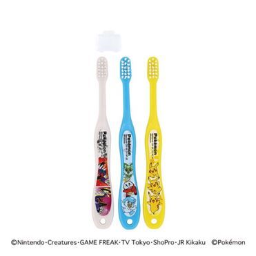 Pokémon Kids Toothbrush Set of 3 with Caps – Nursery Use