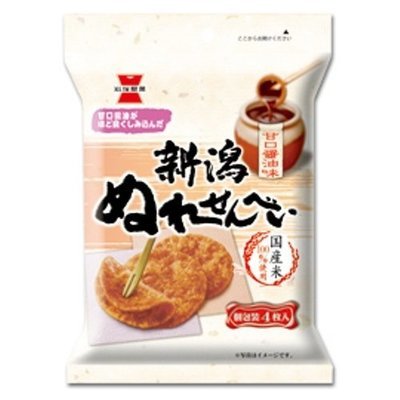 Iwatsuka, Rice Cracker, Niigata Nure Senbei, Nuresenbei, Soy sauce flavor Soft type, 4pc / 10 pcs