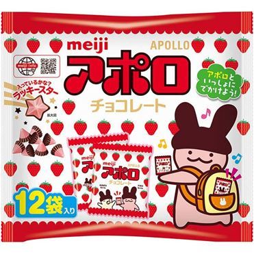 Meiji Apollo Strawberry Chocolate Mini Packs (12 Bags)