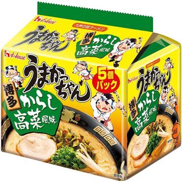 House Foods Umaka-chan Kyushu Ramen - Mustard Takana Flavor 5 Packs (93g×5)