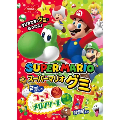 Nobel Super Mario Gummy Cola &amp; Melon Soda 85g Bag