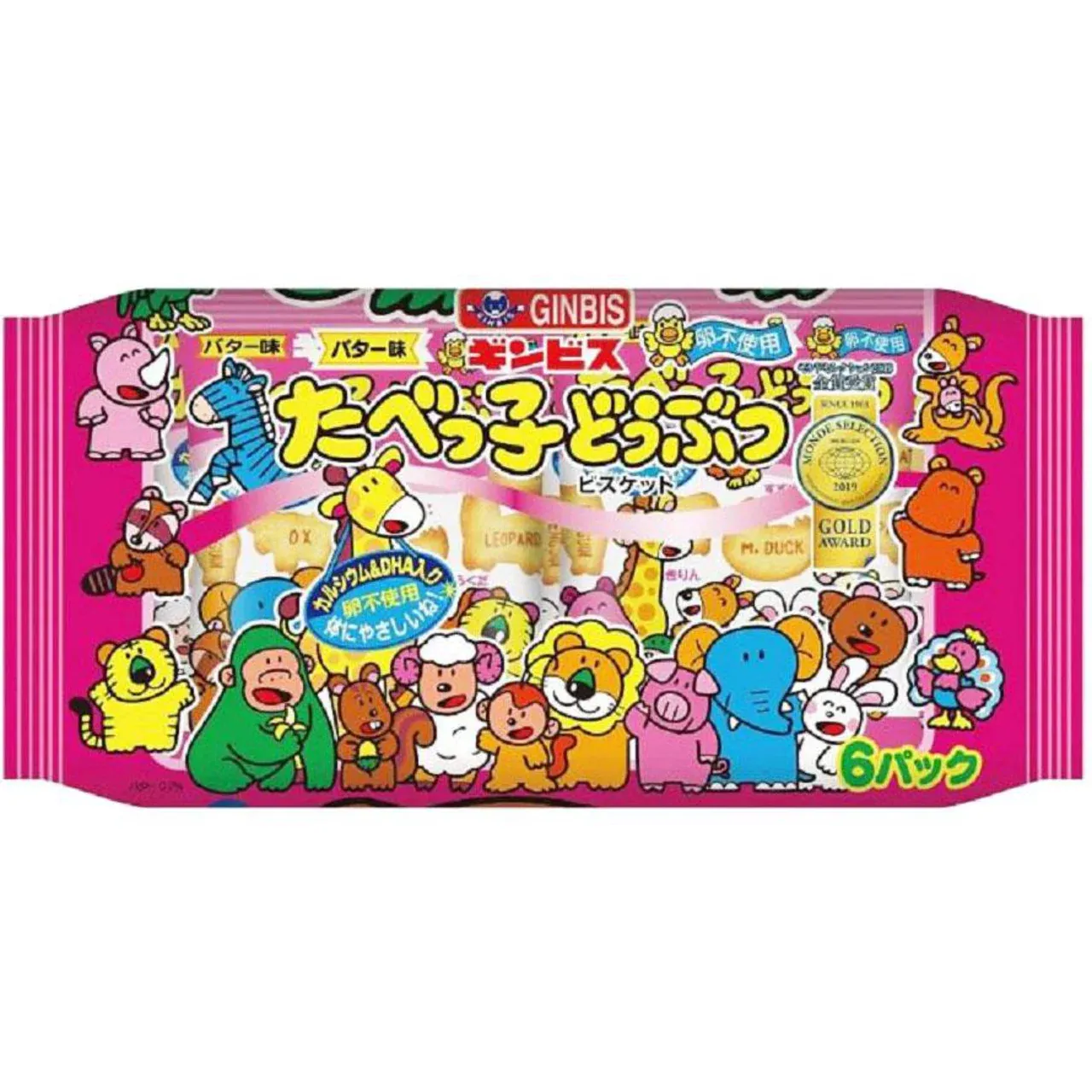 Ginbis Tabekko Doubutsu Butter Flavor 6 Packs (23g × 6) 138g