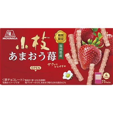 Morinaga, Koeda, Chocolate with Puff, 44 sticks, Amaou Strawberry Flavor