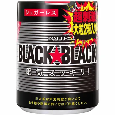 Lotte Black Black Strong Mint Gum One-Push Bottle 133g