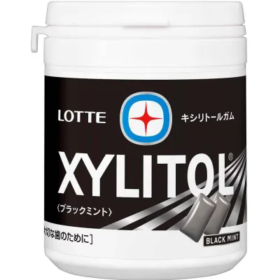 Lotte Xylitol Gum Black Mint Family Bottle 133g