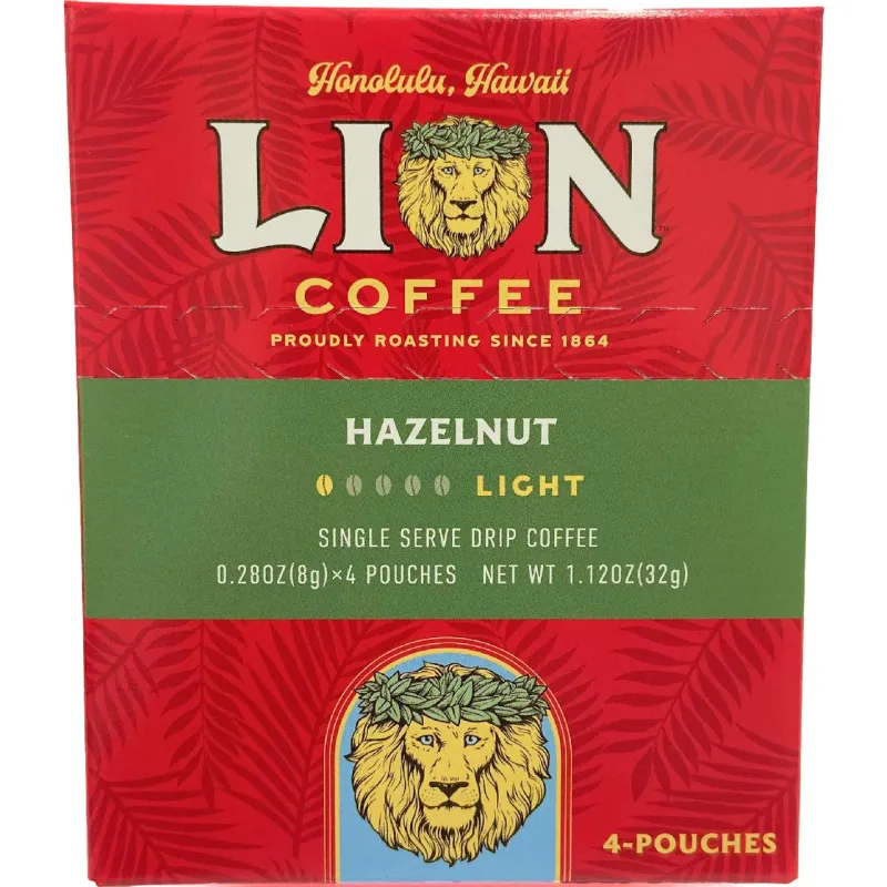 Lion Coffee Hazelnut Drip Coffee 8g × 4 Bags**