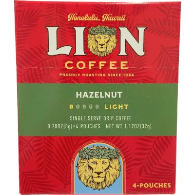 Lion Coffee Hazelnut Drip Coffee 8g × 4 Bags**