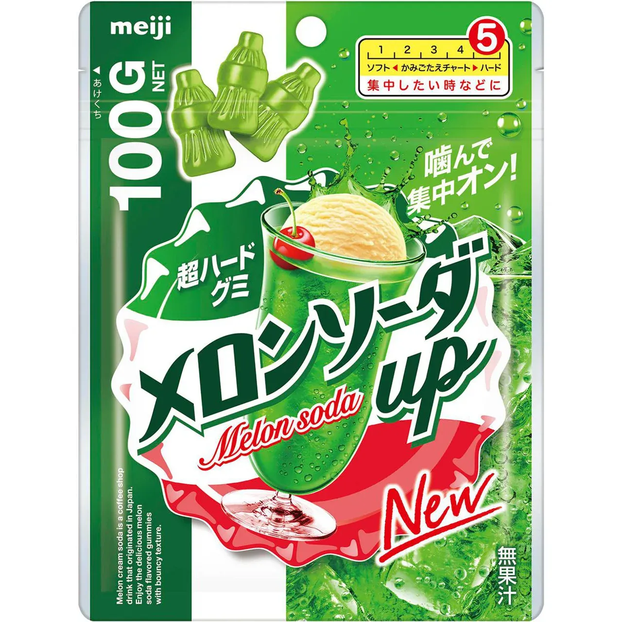 Meiji Hard Gummy “Melon Soda Up” 100g