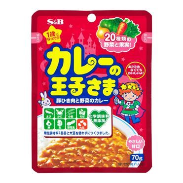 S&amp;B Oujisama Curry for Ages 1+ Pork &amp; Vegetable Retort 70g