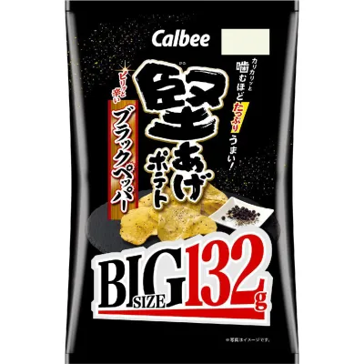 Calbee Kataage Potato Chips Black Pepper BIG 132g