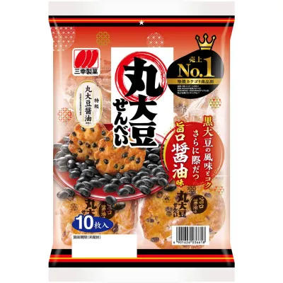 Sanko Whole Black Soybean Rice Crackers Umakuchi Soy Sauce 10pcs