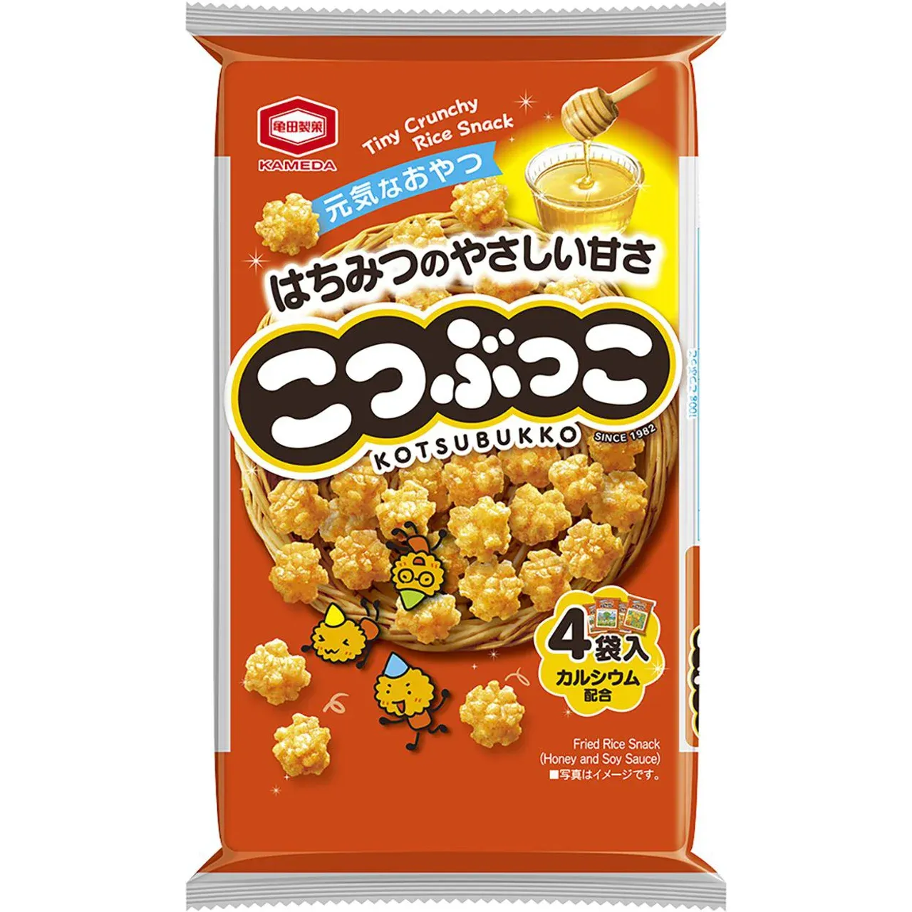 Kameda Kotsubukko Bite-Size Honey Rice Crackers 4 Packs 100g