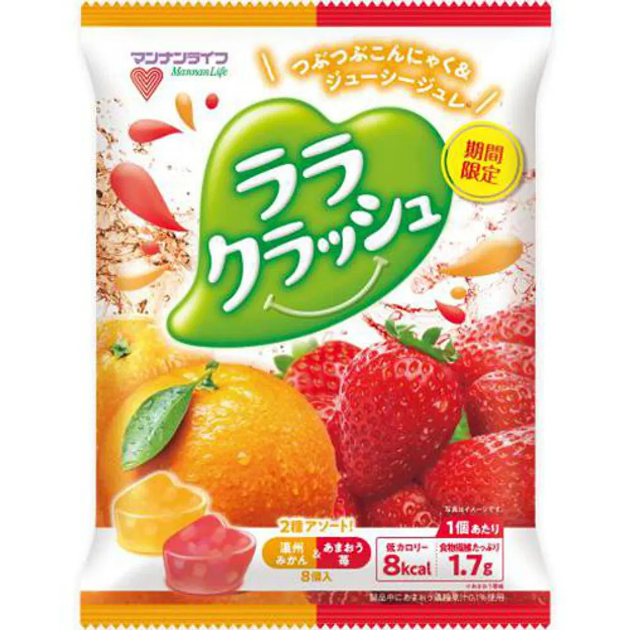 MannanLife Konnyaku Jelly Lala Crush Assorted Mandarin &amp; Amaou Strawberry 8pcs
