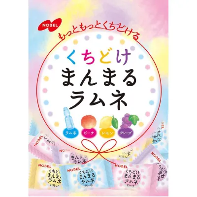 Nobel Kuchidoke Manmaru Ramune Candy Tablets 80g (4 Flavor Assort)