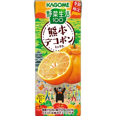 Kagome Yasai Seikatsu 100 Kumamoto Dekopon Mixed Vegetable &amp; Fruit Juice 195ml
