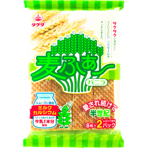 Takeda Confectionery Mugifa Wafer Vanilla Cream 16pcs (8pcs × 2 Packs)