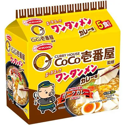 Acecook Wantanmen CoCo Ichibanya Curry Flavor 5-Pack (95g × 5)