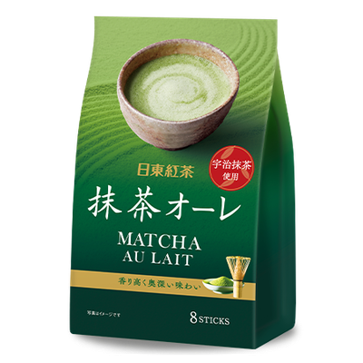 Nitto Kocha, Matcha Au Lait Instant Tea Powder, 8 Sticks (96g)