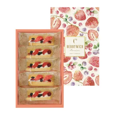 C3, Berrywich, Cookie Sandwiches, Berries &amp; Cream,5 pc for Gift, 216g, シーキューブベリーウィッチ