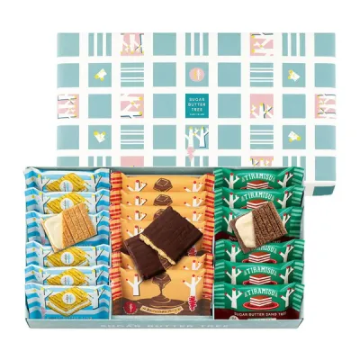 Sugar butter Sand Tree , Crispy Cookie Sandwich, 3 kinds Assort, 21 pcs in 1 box, For Gift