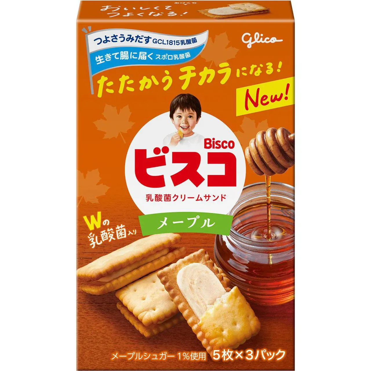 Glico Bisco Maple Cream Biscuits 15pcs (5pcs × 3 Packs)