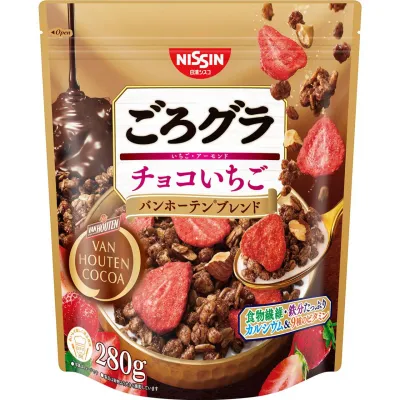 Nissin Cisco Gorogura Chocolate Strawberry Van Houten Blend Granola 280g