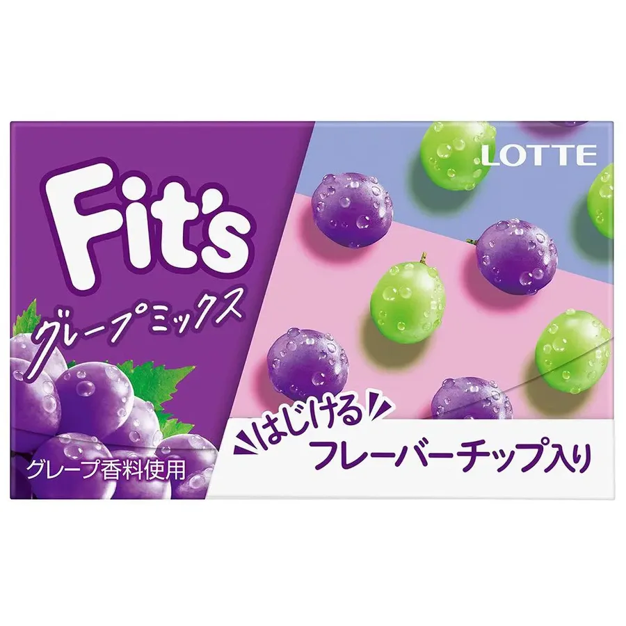 Lotte, Fit’s Grape Mix Sugar-Free Gum, 12 Pieces