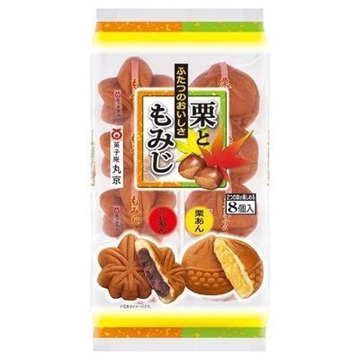 Marukyo, "Kuri to Momiji" Maple Leaf Shaped Manju with Anko / Chestnut, 8pc in 1 bag