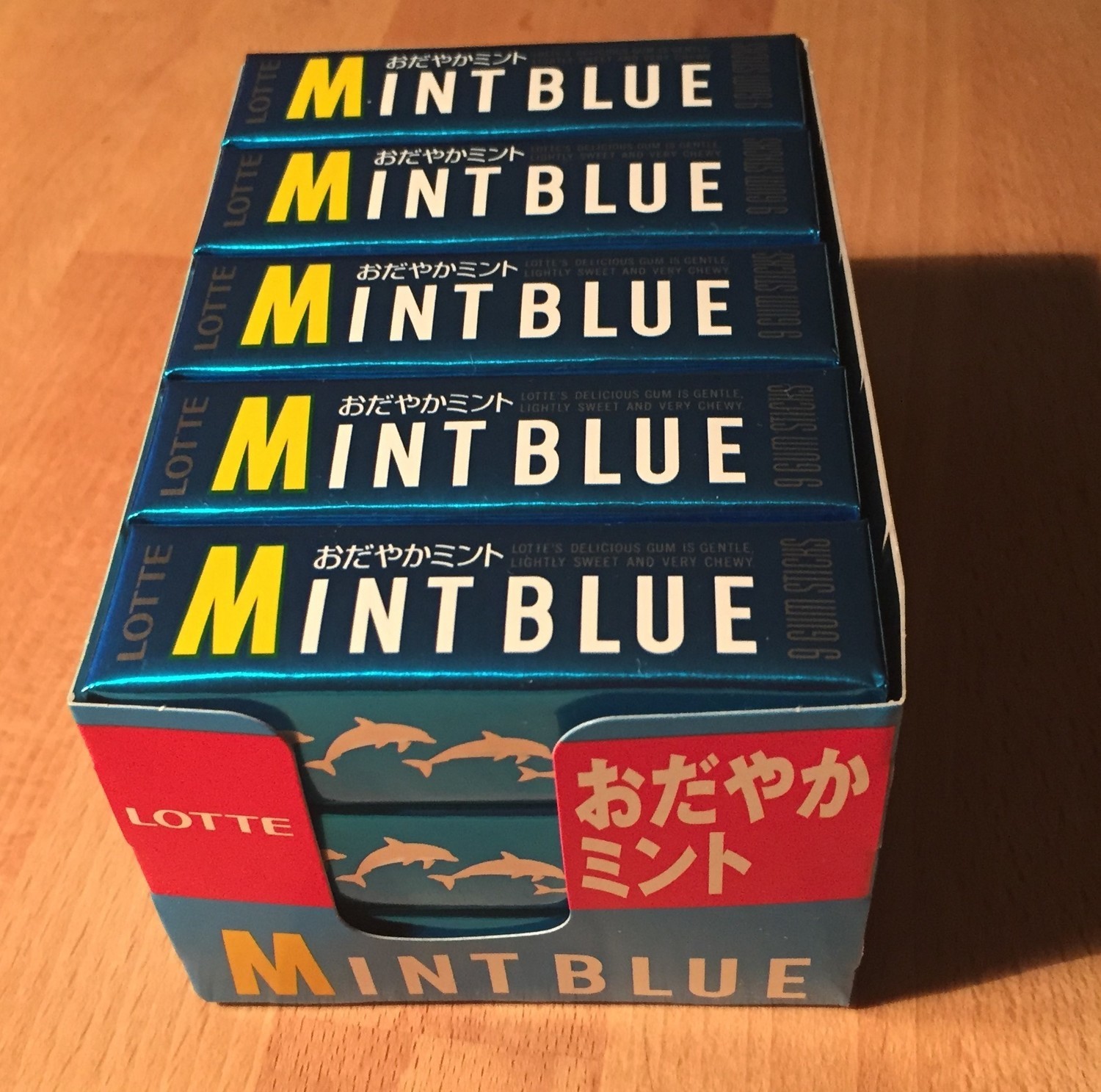 Lotte, Chewing Gum, "Mint Blue" 9 gum sticks x 15