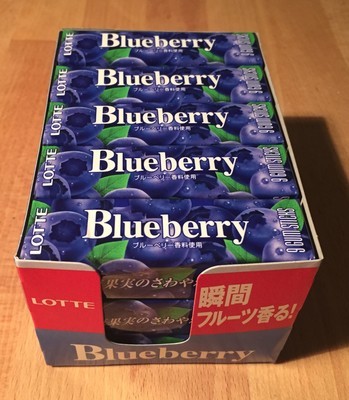 Lotte, Chewing Gum, &quot;Blueberry&quot; 9 gum sticks x 15