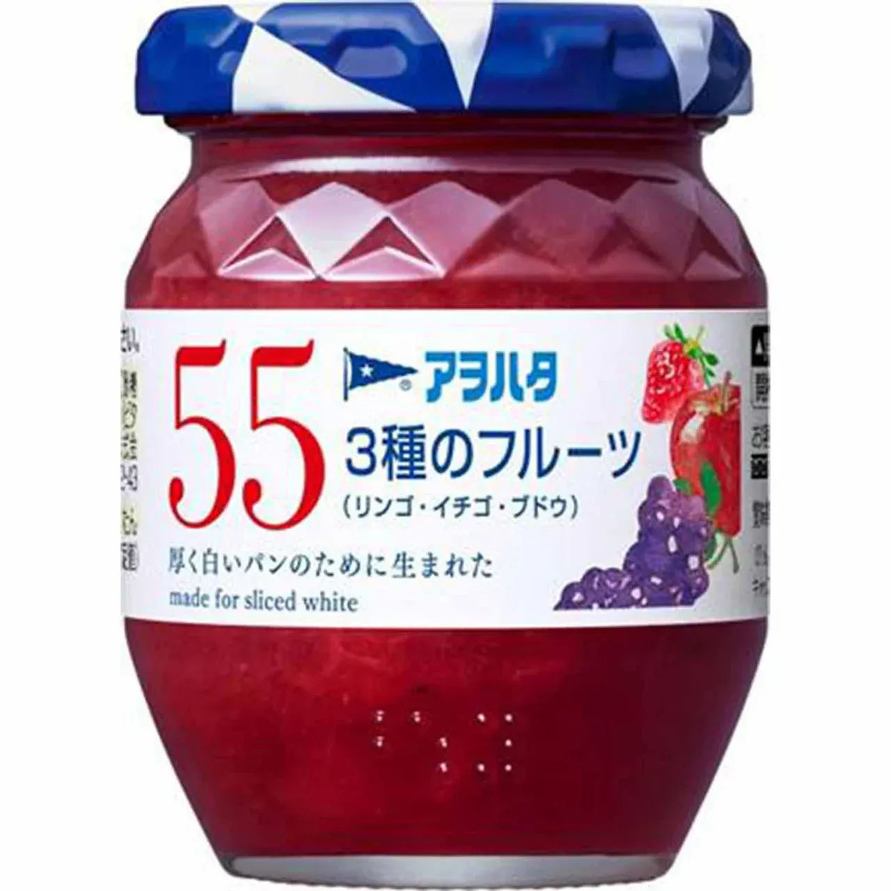 Aohata 55 Mixed Fruit Jam Apple Strawberry Grape 150g Low Sugar Spread