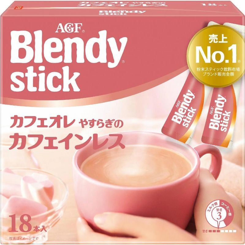 AGF Blendy Stick Cafe au Lait Relaxing Decaf 18 Sticks (7.7g × 18)
