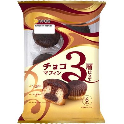 Marunaka Seika Triple-Layer Chocolate Muffin 6 Pack