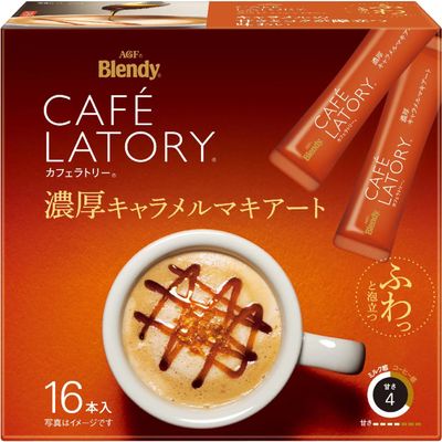 AGF Blendy Cafe Latory Stick Rich Caramel Macchiato 16 Sticks (11.5g × 16)