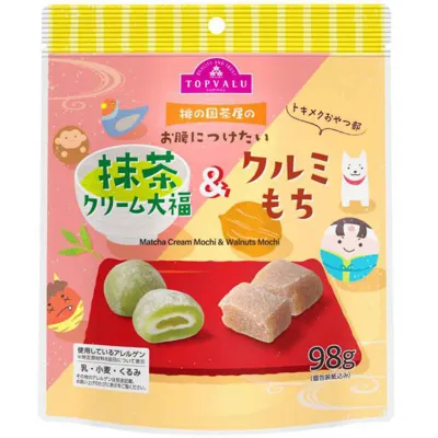 Topvalu Tokimeku Oyatsu Club Matcha Cream Daifuku &amp; Walnut Mochi Mix 98g