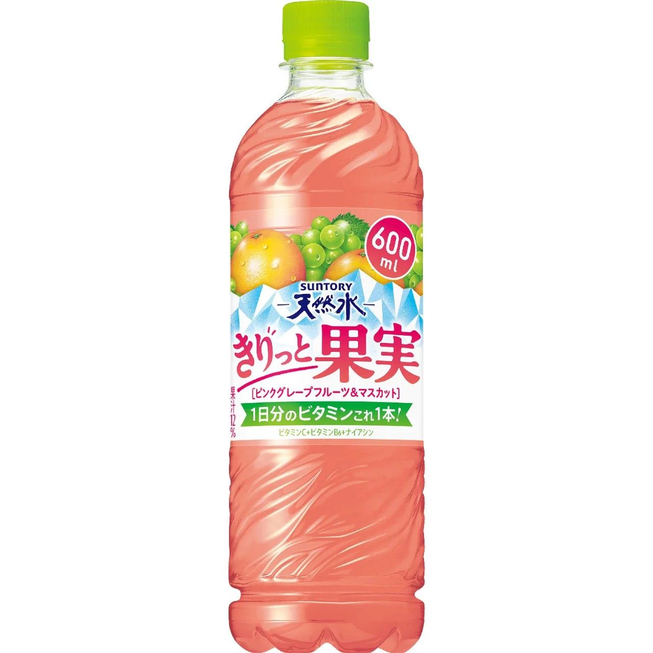 Suntory Tennensui  Natural Mineral Water Kirito Kajitsu Pink Grapefruit &amp; Muscat 600ml