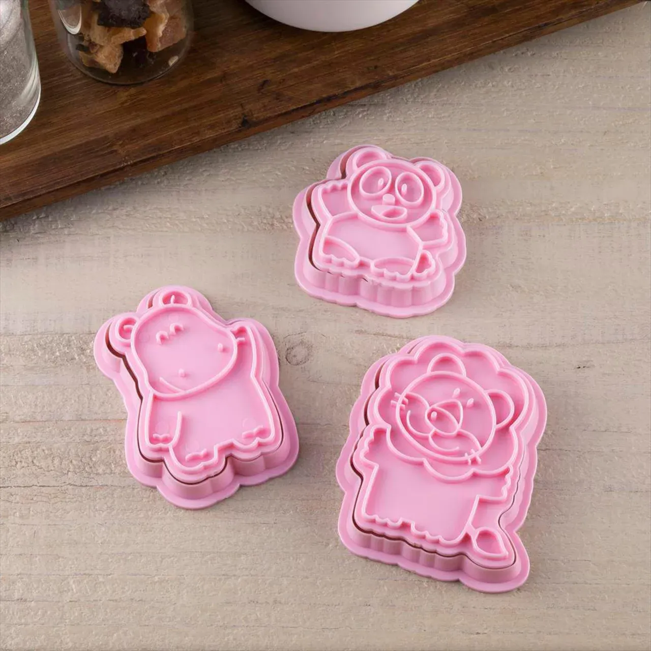 Kai Cookie Cutter Set Tabekko Doubutsu (Lion, Hippo, Panda) DL8100